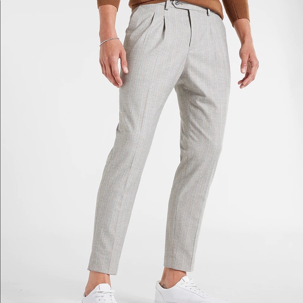 Express Slim Gray Flannel Pleated Suit Pant 36x30